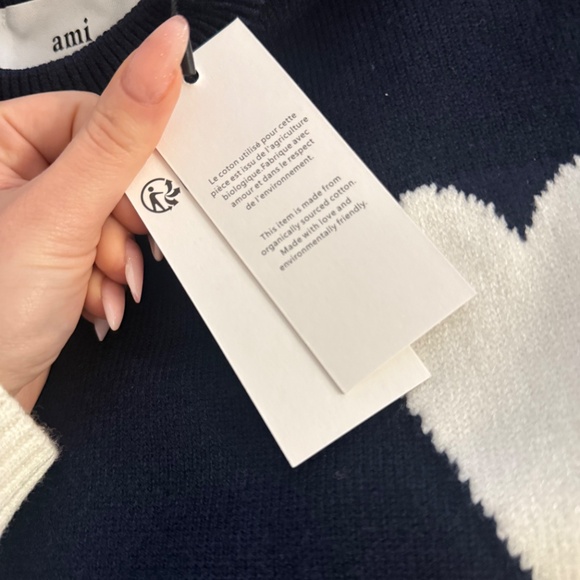 Ami Paris Blue Navy Oversize Ami De Coeur Small - Picture 3 of 5